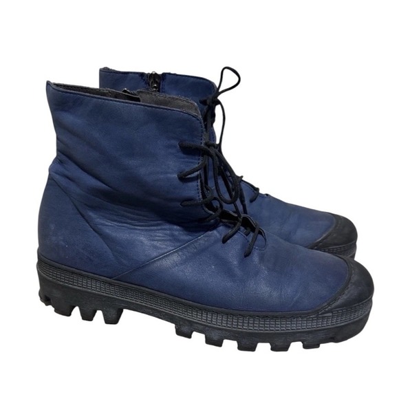 Lofina Shoes - LOFINA Ottanio Leather i6 965 Low Boots Lace Up Zip Womens Size EU 41/US 10 Blue